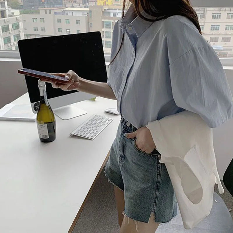 XPQBB ベーシック半袖シャツ 折り襟
