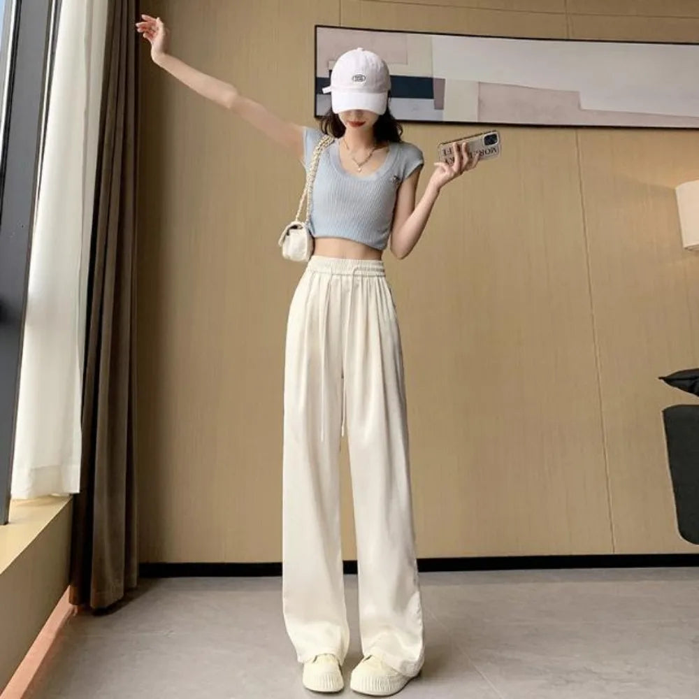 アイスシルク ハイウエストワイドパンツ