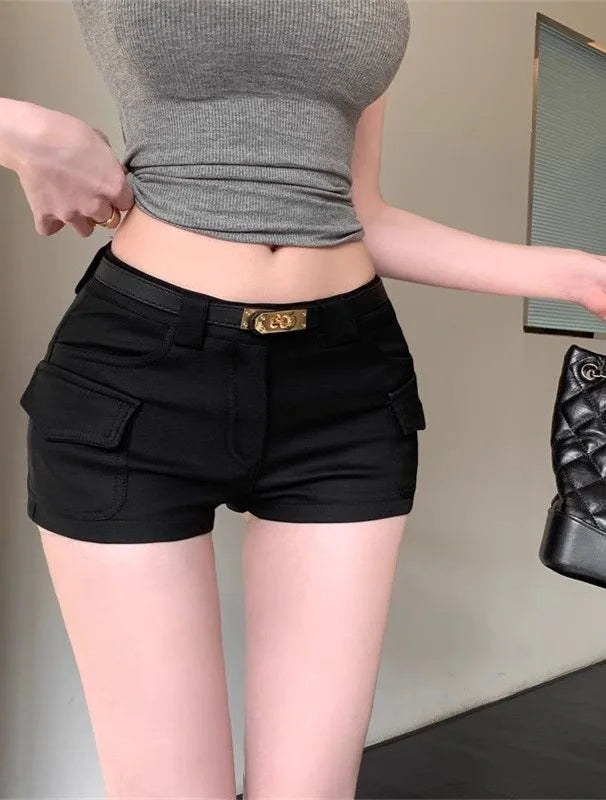 ハイウエスト ストレートショートパンツ