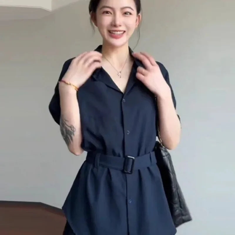 フレンチレトロ ストラップ付き長袖シャツ