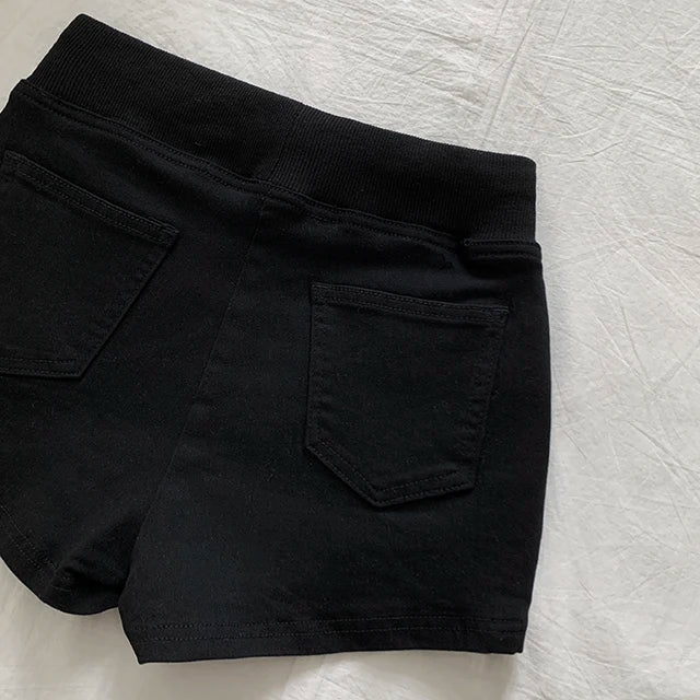 ハイウエスト デニムショートパンツ 白 ベルト付き