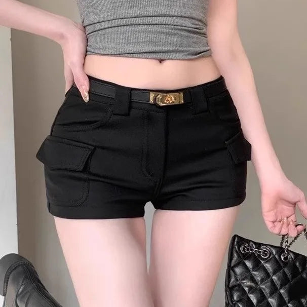ハイウエスト ストレートショートパンツ