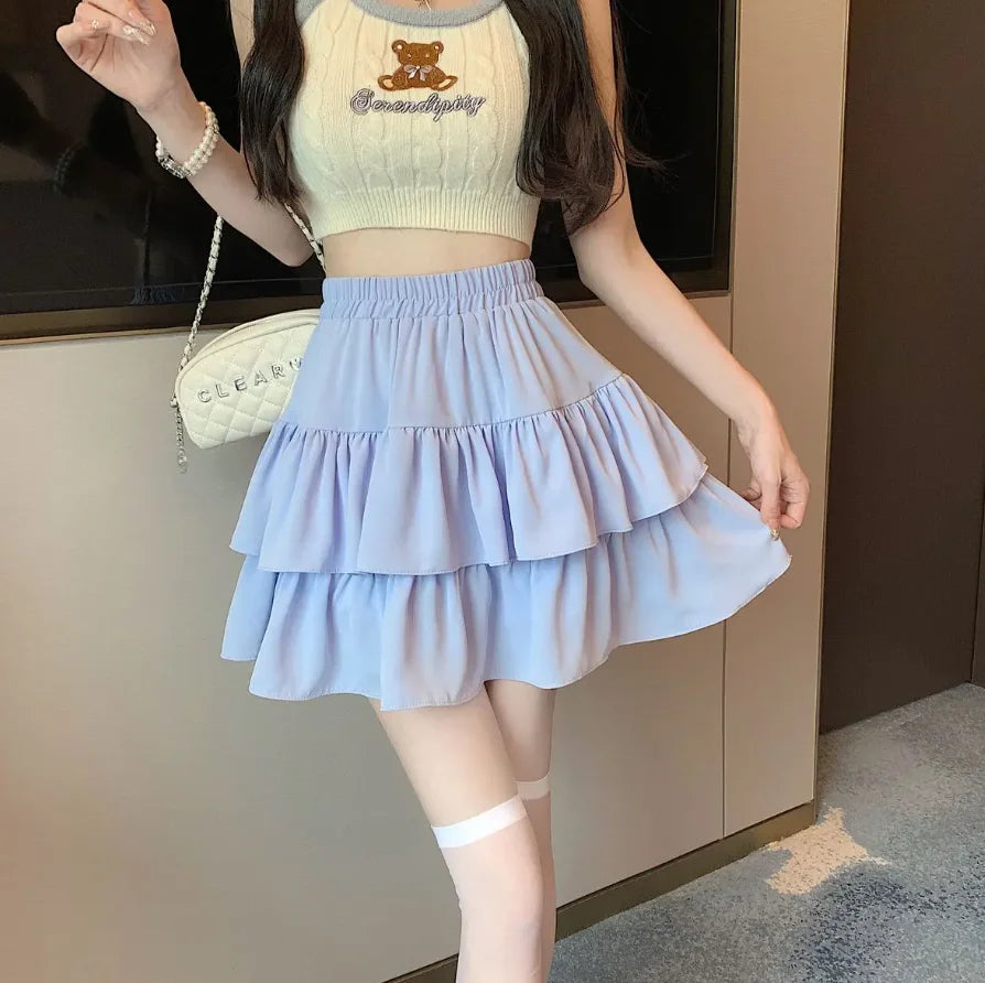 SUYISODA フリル ティアードミニスカート