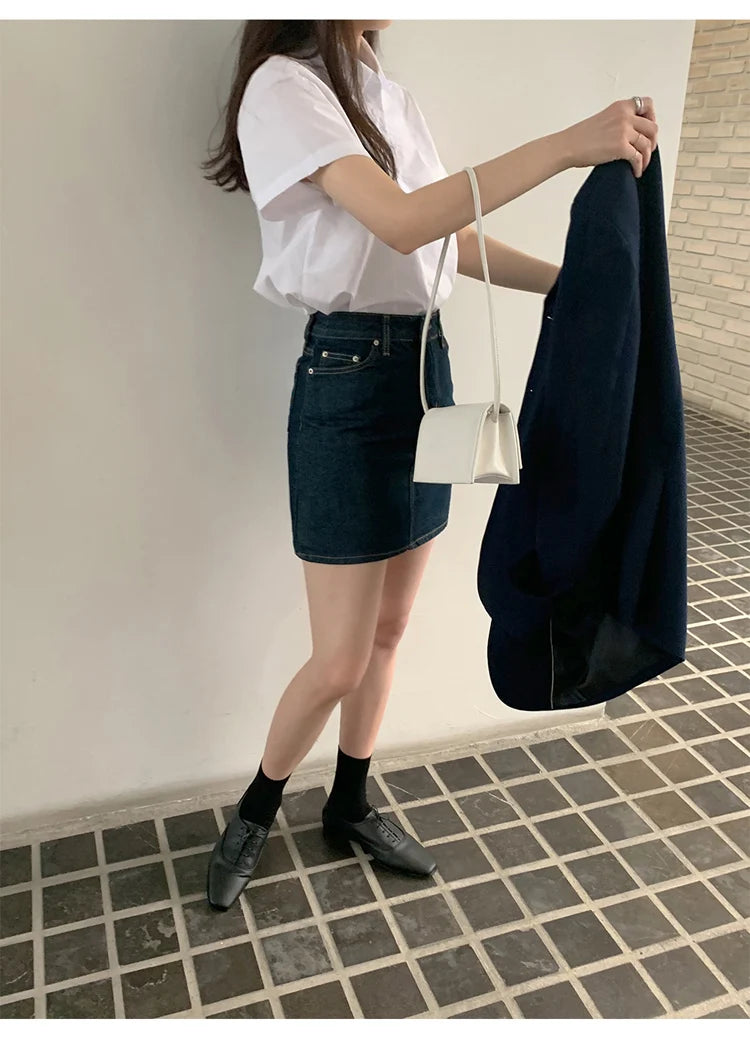 ストレートカット コットン半袖シャツ 白
