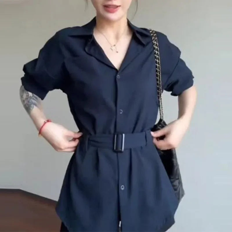 フレンチレトロ ストラップ付き長袖シャツ
