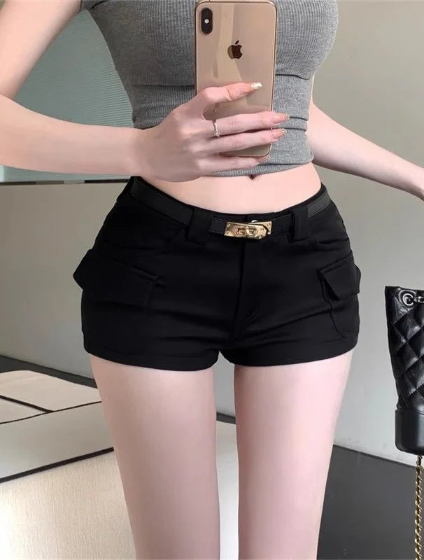 ハイウエスト ストレートショートパンツ