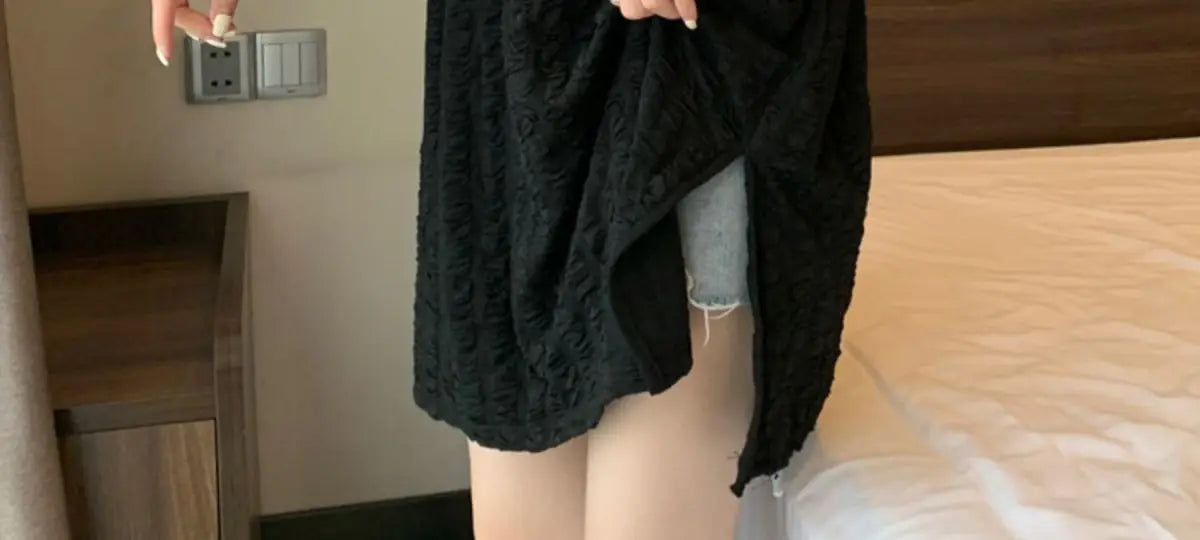 オーバーサイズ スリット入り 長袖チュニックTシャツ