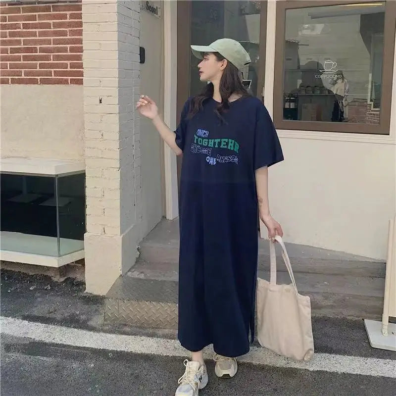 ロゴプリント オーバーサイズTシャツワンピース
