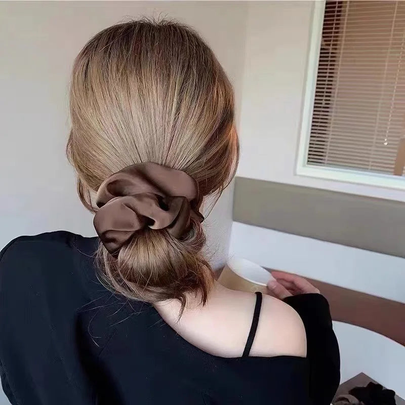 サテン シュシュ 無地 韓国風ヘアゴム