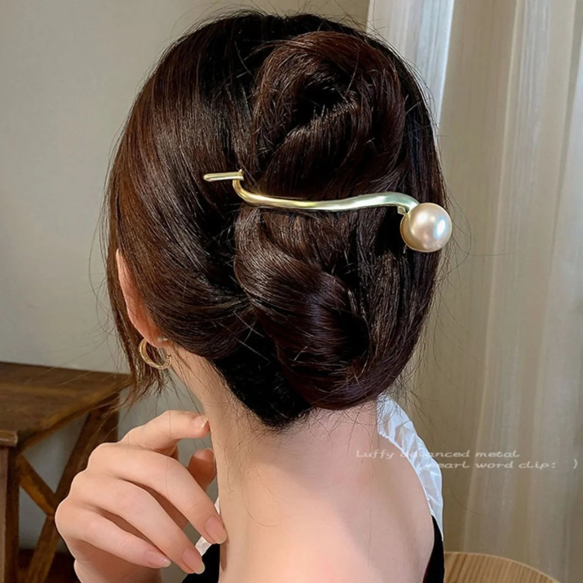 パールツイスト ヘアクリップ 約11.5cm